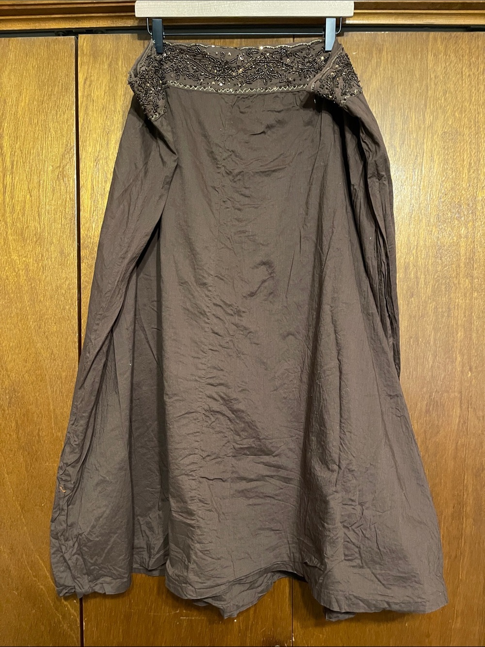 Old Navy 20 Plus Brown Sequin Embroidered Waist A-Line Madi Skirt Cotton & Lined